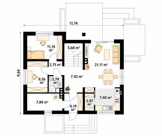Projekt domu Ibis - rzut parteru