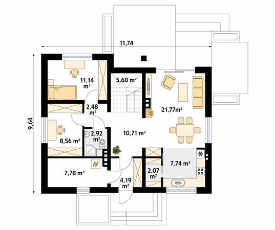 Projekt domu Ibis 2 - rzut parteru