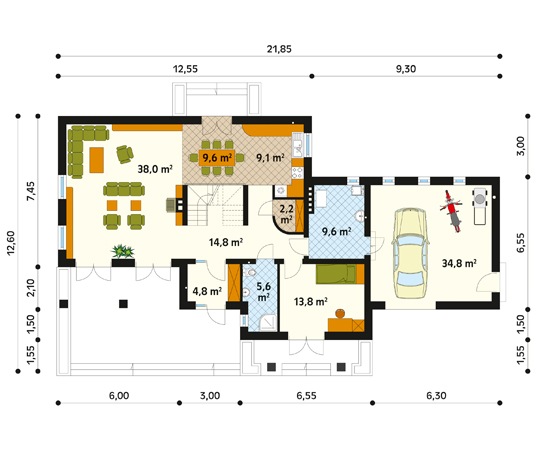 Projekt domu Idylla - rzut parteru