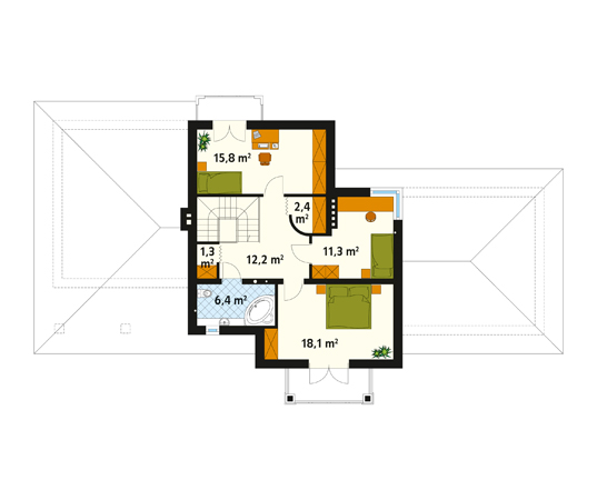 Projekt domu Idylla - rzut poddasza