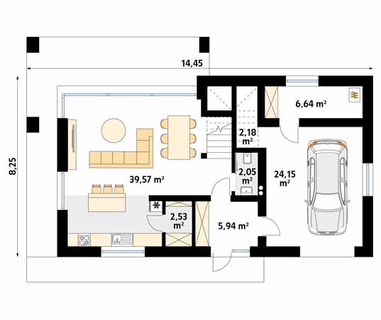 Projekt domu Iko - rzut parteru