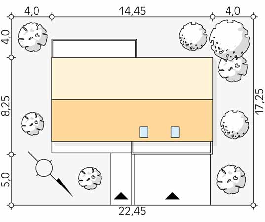 Projekt domu Iko - usytuowanie na działce