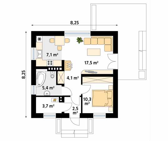 Projekt domu Imbir - rzut parteru