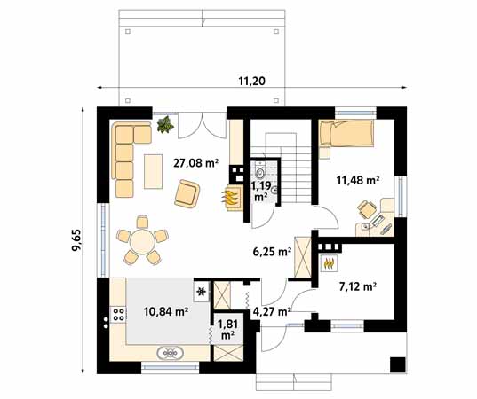 Projekt domu Indygo - rzut parteru