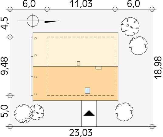 Projekt domu Indygo 2 dr-S - usytuowanie na działce