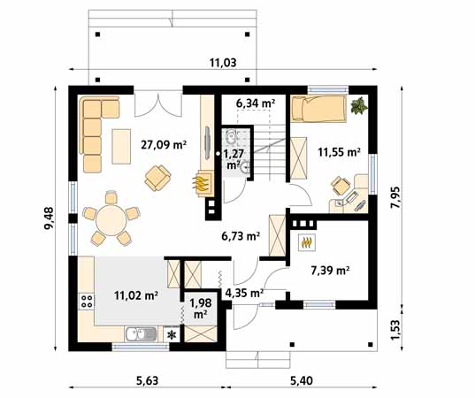 Projekt domu Indygo dr-S - rzut parteru