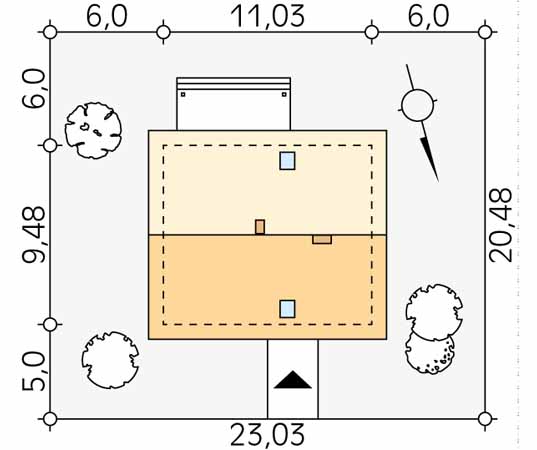 Projekt domu Indygo dr-S - usytuowanie na działce