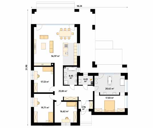 Projekt domu Jadeit 2 - rzut parteru