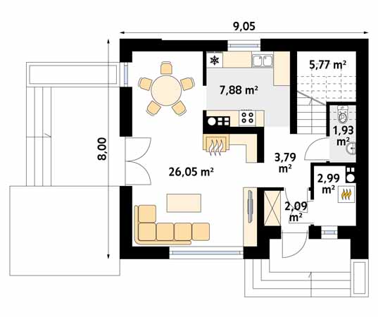 Projekt domu Jagoda - rzut parteru