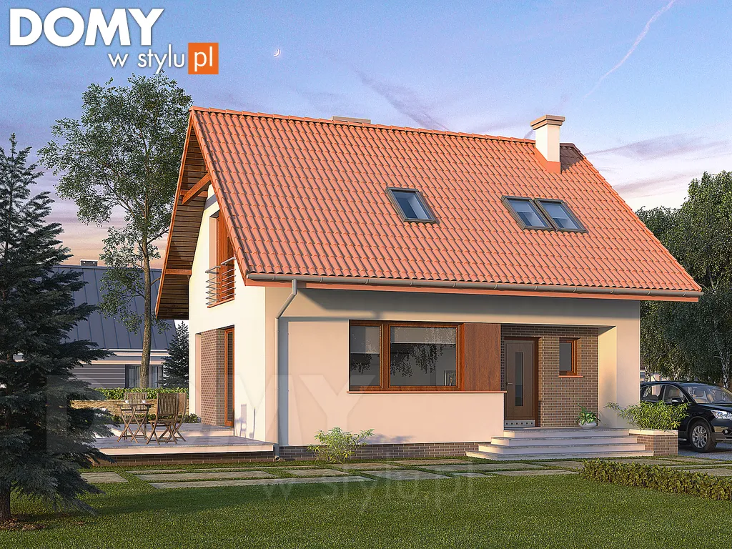 Nowoczesny projekt domu z poddaszem Jagoda - wizualizacja frontowa