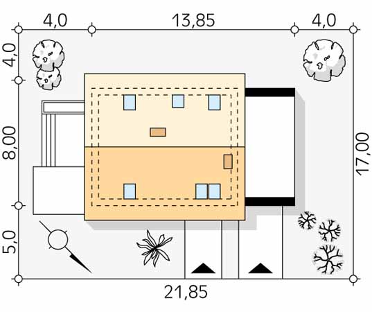 Projekt domu Jagoda 3 - usytuowanie na działce