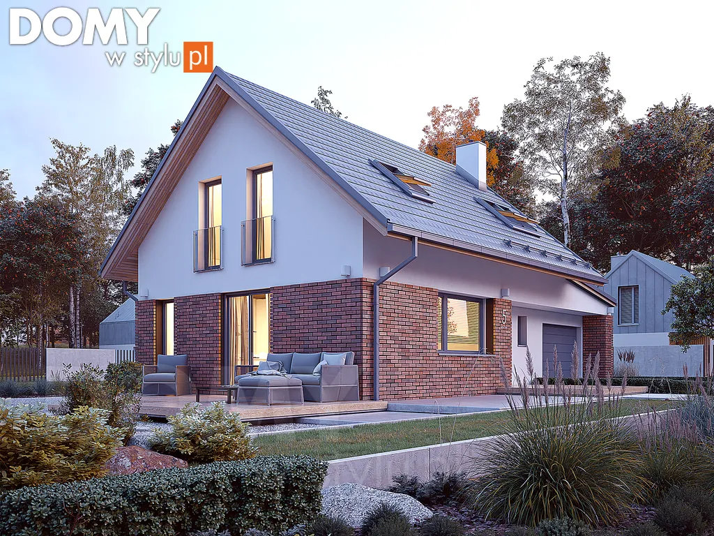 Nowoczesny projekt domu z poddaszem Jagoda 4 - wizualizacja frontowa