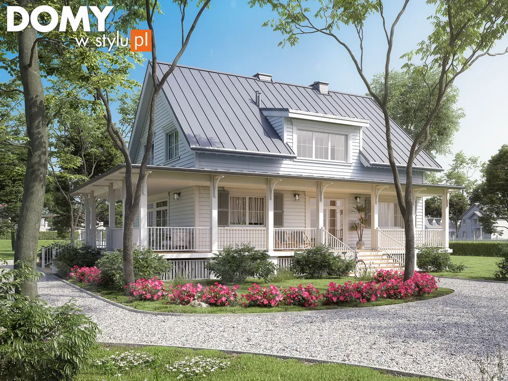 Nowoczesny projekt domu drewnianego z poddaszem Jagodowy dr-S - wizualizacja frontowa