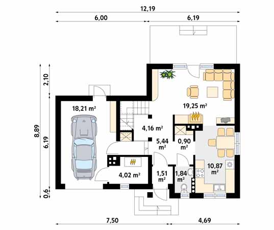 Projekt domu Jaskółka - rzut parteru