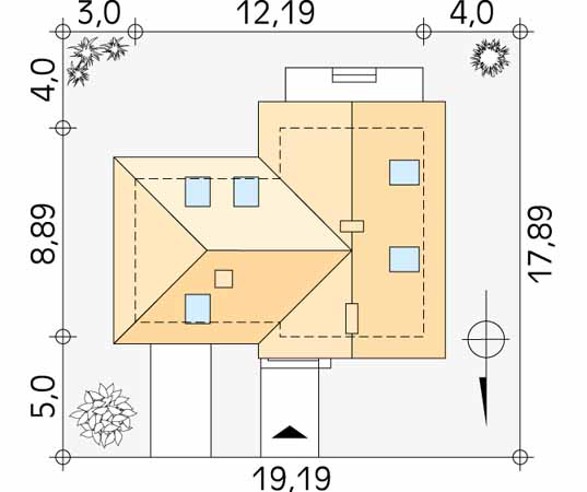 Projekt domu Jaskółka - usytuowanie na działce