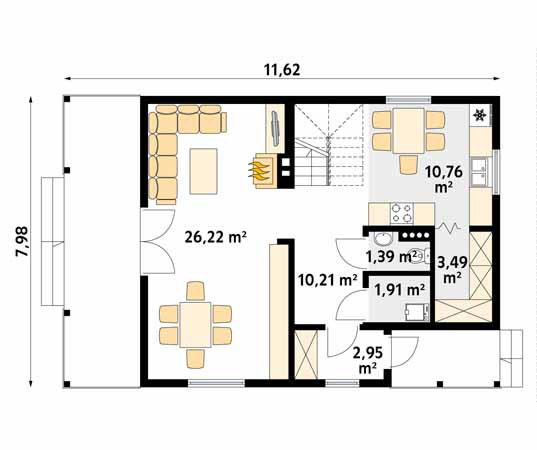 Projekt domu Jaśmin 2 dr-S - rzut parteru