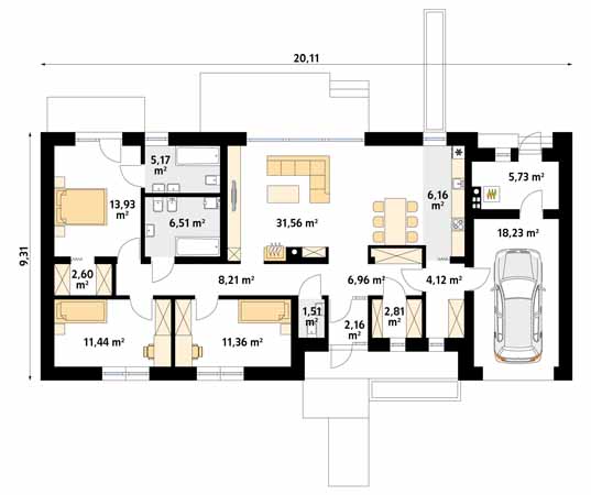 Projekt domu Jemioła - rzut parteru