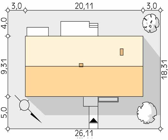 Projekt domu Jemioła - usytuowanie na działce