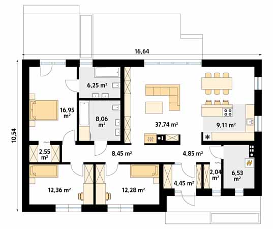 Projekt domu Jemioła 10 - rzut parteru