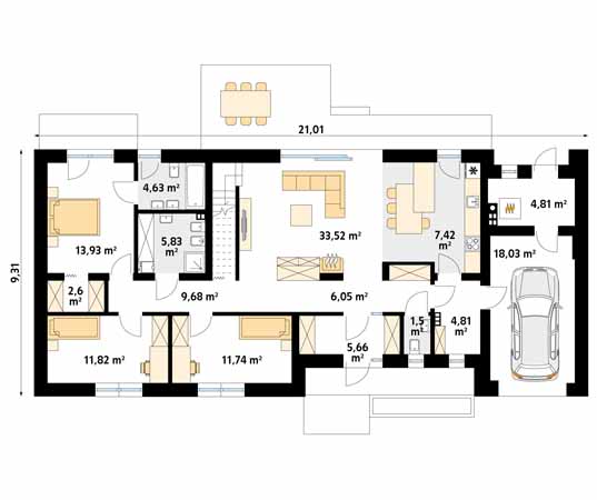Projekt domu Jemioła 3 - rzut parteru