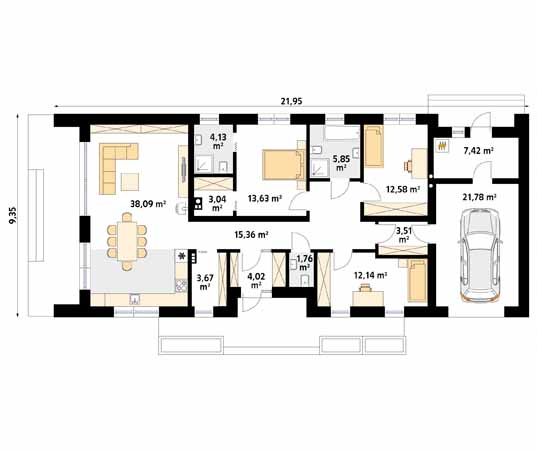 Projekt domu Jemioła 4 - rzut parteru