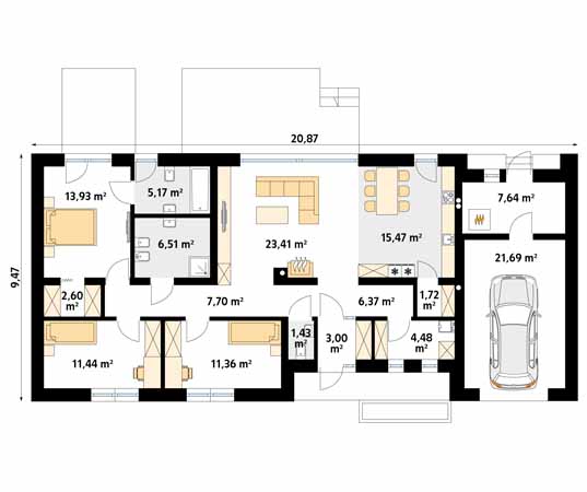 Projekt domu Jemioła 5 - rzut parteru