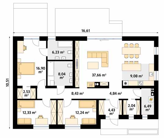 Projekt domu Jemioła 7 - rzut parteru