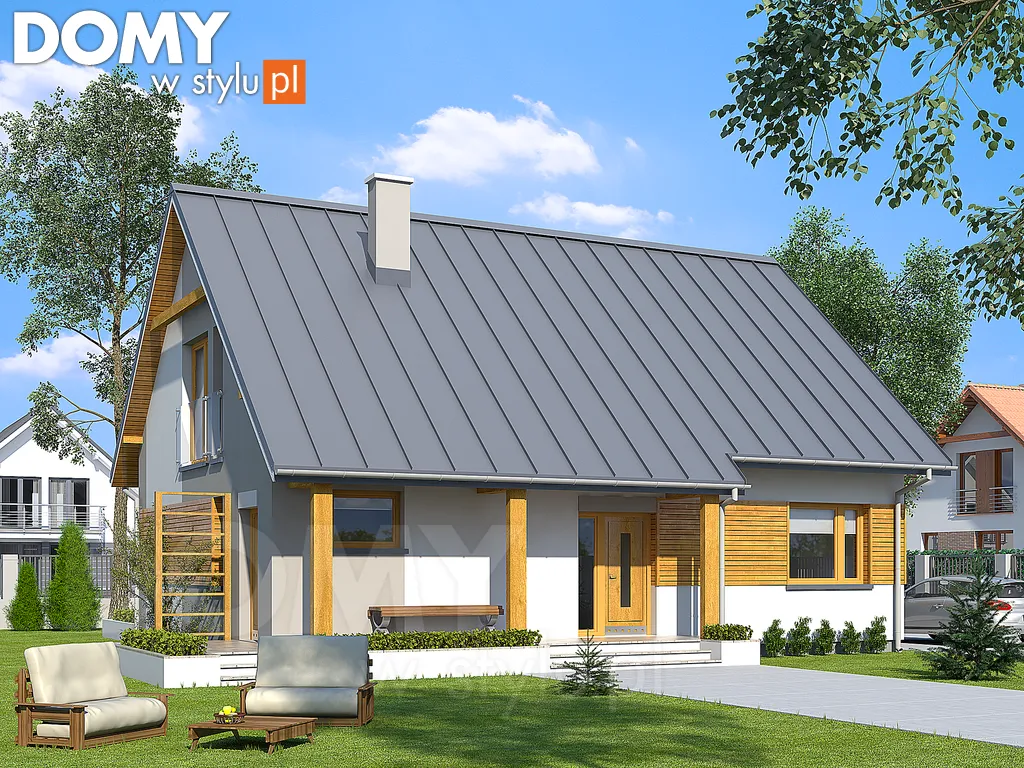 Nowoczesny projekt domu z poddaszem Jesion - wizualizacja frontowa