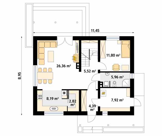 Projekt domu Jeżyna - rzut parteru