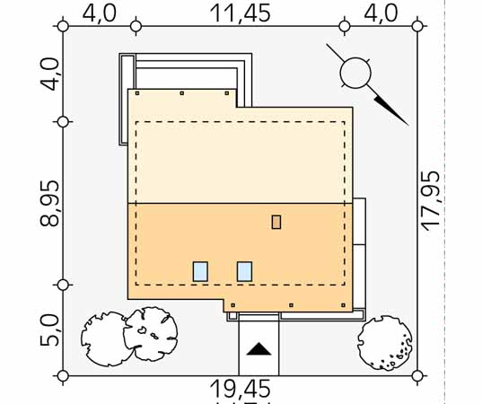 Projekt domu Jeżyna - usytuowanie na działce