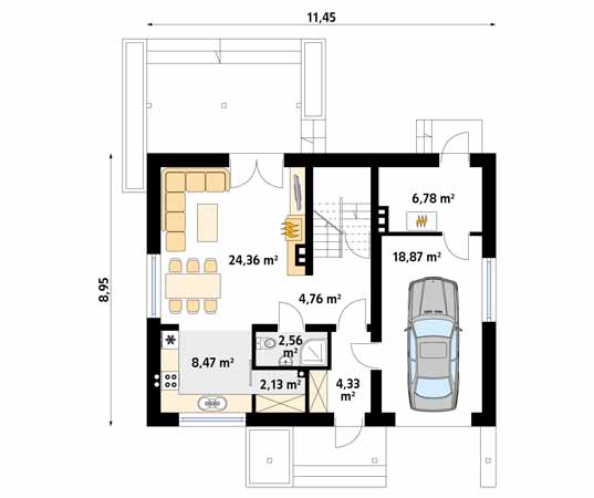 Projekt domu Jeżyna 3 - rzut parteru