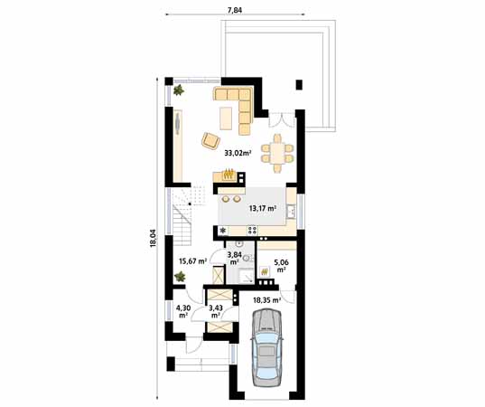 Projekt domu Jodła - rzut parteru
