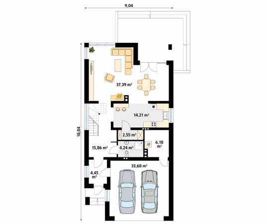 Projekt domu Jodła 2 - rzut parteru