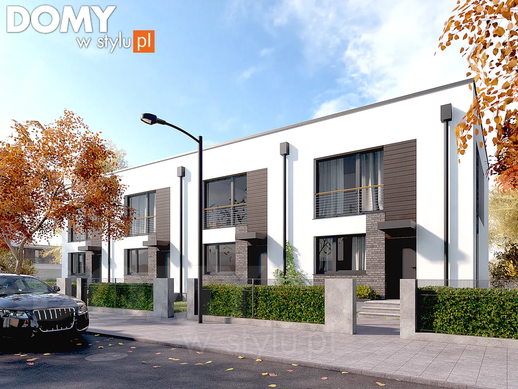 Nowoczesny projekt domu w zabudowie szeregowej Juka - wizualizacja frontowa