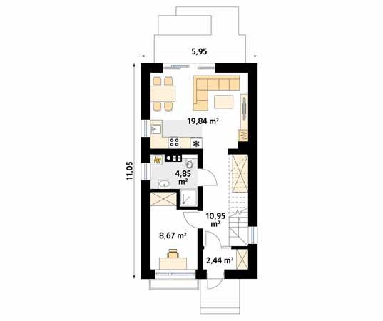 Projekt domu Juka W - rzut parteru