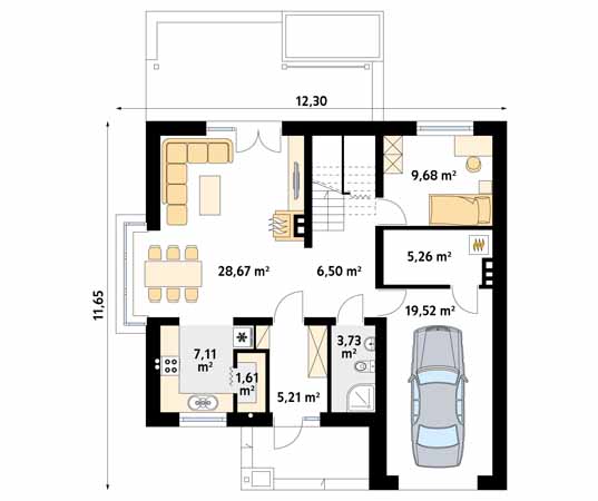 Projekt domu Julia - rzut parteru