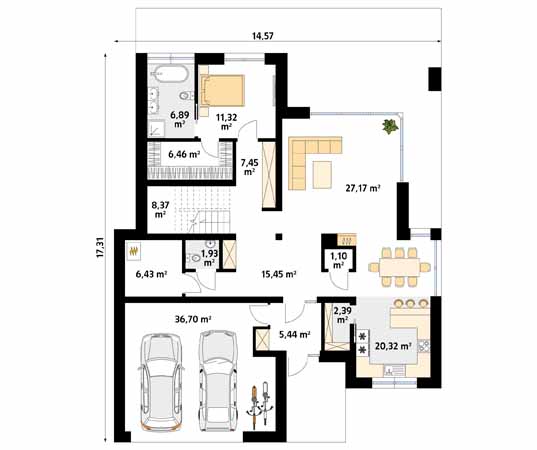 Projekt domu Justa 2 - rzut parteru