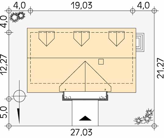 Projekt domu Jutrzenka - usytuowanie na działce