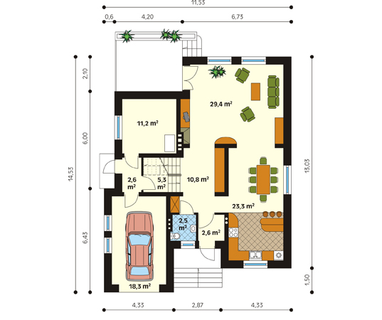 Projekt domu Kadryl - rzut parteru