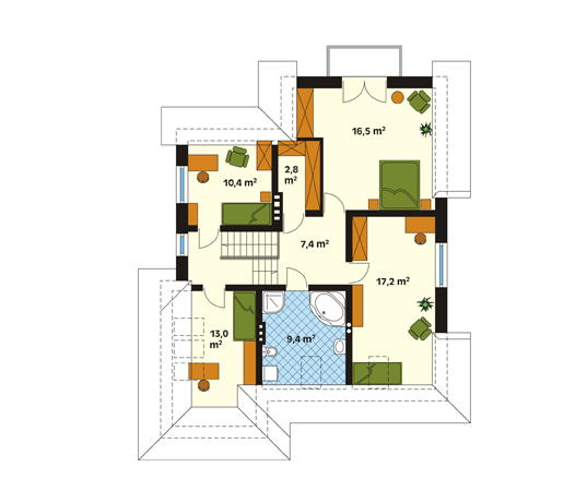 Projekt domu Kadryl - rzut poddasza