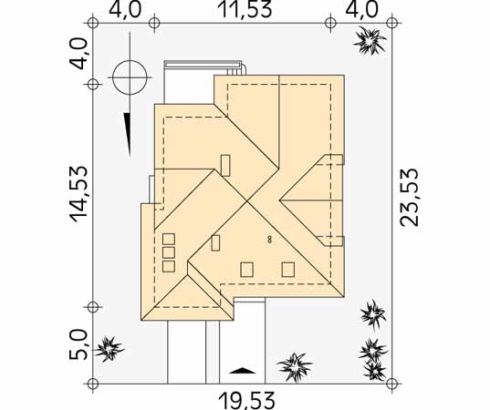 Projekt domu Kadryl - usytuowanie na działce