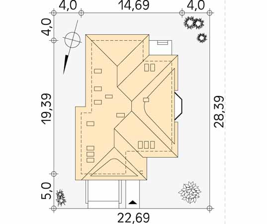 Projekt domu Kaja - usytuowanie na działce