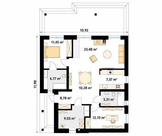 Projekt domu Kalatea - rzut parteru