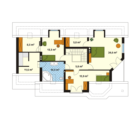 Projekt domu Kanon - rzut poddasza