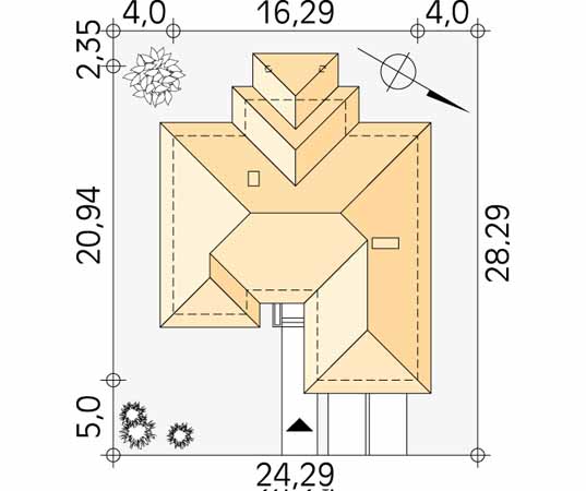 Projekt domu Kaprys - usytuowanie na działce