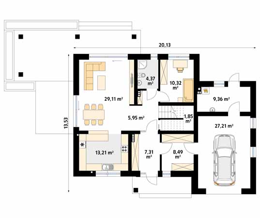 Projekt domu Kardamon - rzut parteru