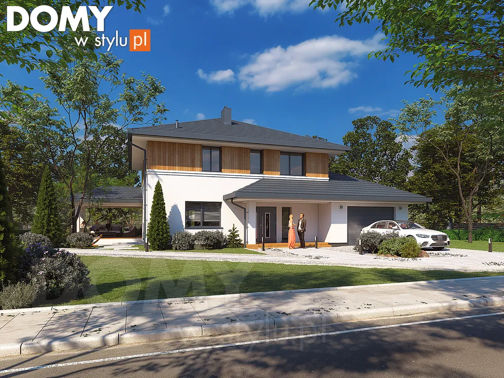 Nowoczesny projekt domu piętrowego Kardamon - wizualizacja frontowa