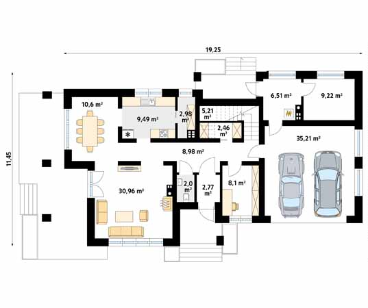 Projekt domu Karmin - rzut parteru