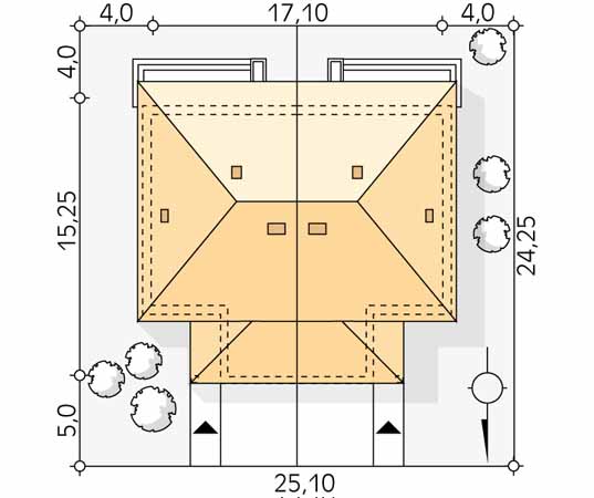 Projekt domu Karminowy 2 - usytuowanie na działce
