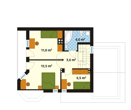 Projekt domu Kaśka - rzut poddasza